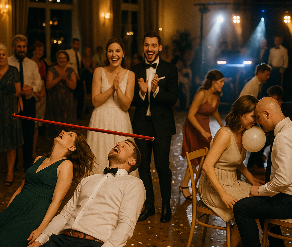 Zabawy weselne dla dorosłych w blasku świateł