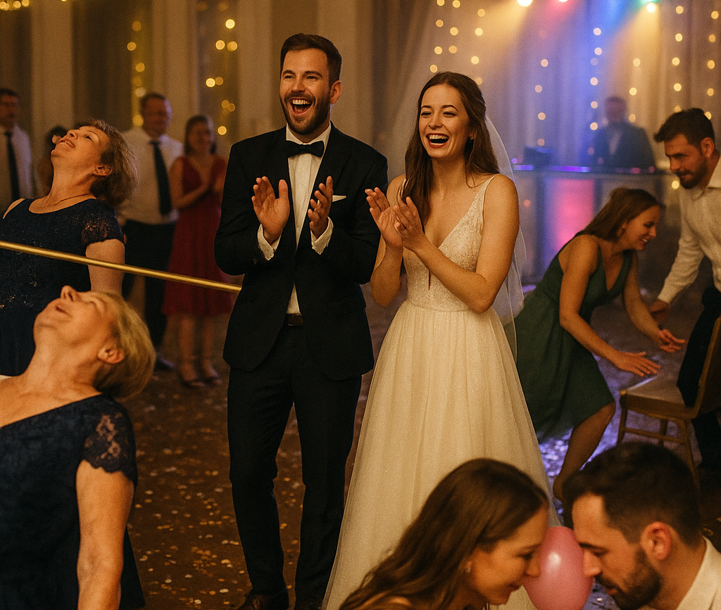 Zabawy weselne dla dorosłych w blasku świateł