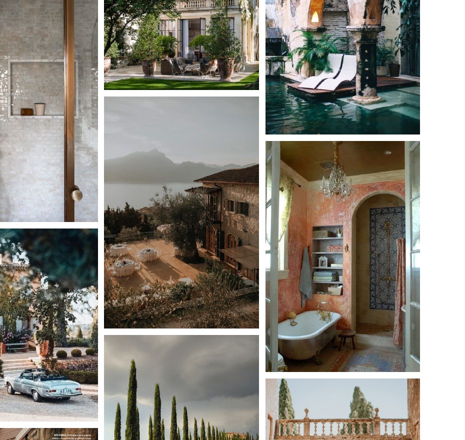 Moodboard Cicha23 Heritage &mdash; dziedzińce, łuki, kamień i zieleń
